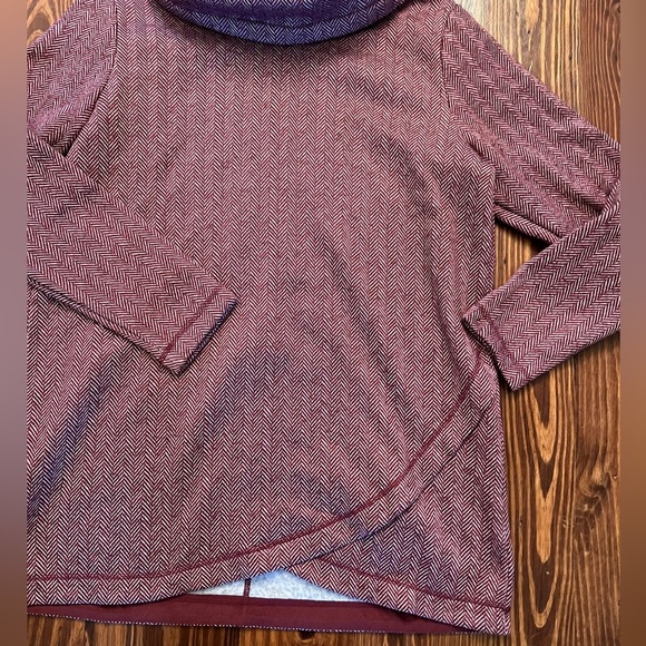 LAND’S END Fleece Cowl Neck Tunic Top Sweater Pullover Maroon Wine - Picture 6 of 9